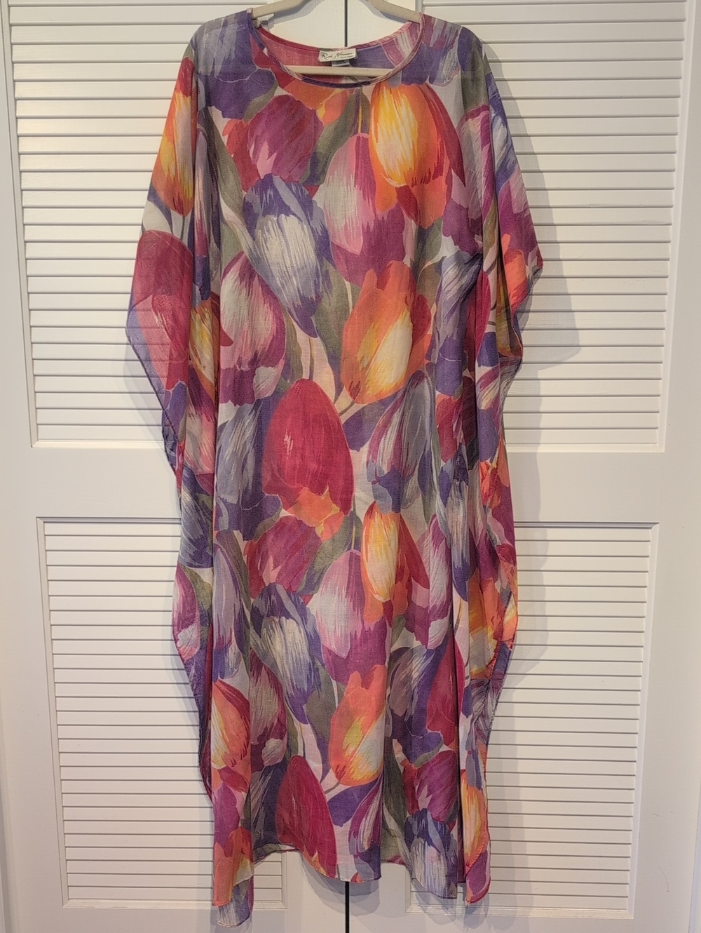 Vintage Ruth Norman New York Watercolor Tulip Kaftan - Picture 2 of 9